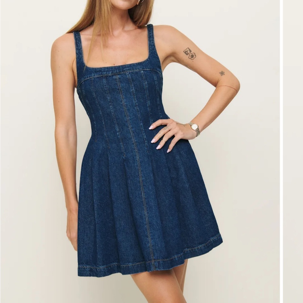 Reformation Dark Blue Denim Mini Dress